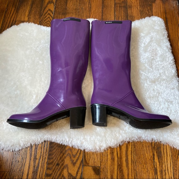 Marc Jacobs Purple High Heel Rain Boots Sz 9 - Picture 2 of 15